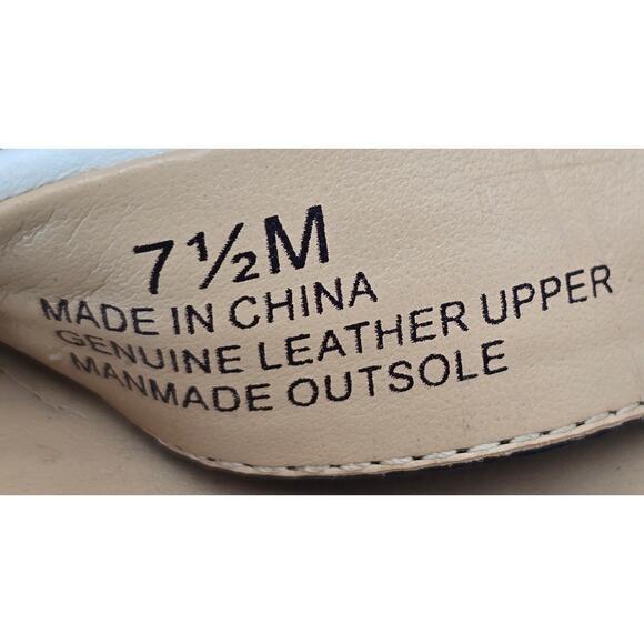 Talbots Nappa Leather Sandals Black White Ankle Strap Block Heel Women's 7.5M - Picture 9 of 10